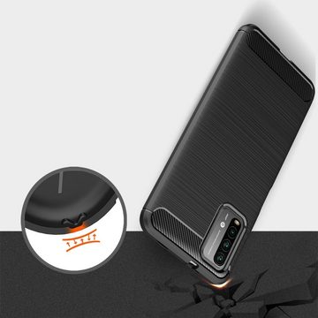 CoverKingz Handyhülle Xiaomi Poco M3 Handyhülle Silikon Case Cover Tasche Bumper 16,58 cm (6,53 Zoll), Handyhülle Bumper Silikoncover Softcase Carbonfarben