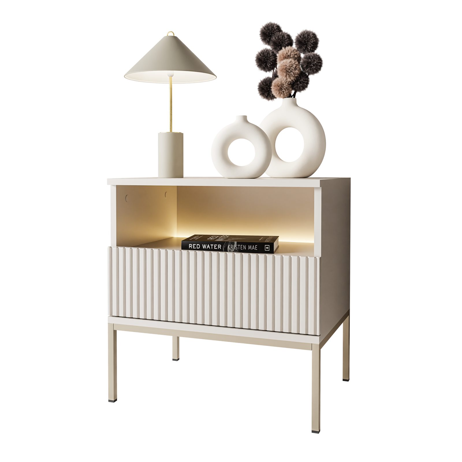 Nachttisch ECLIPSE S54 Kaschmir mit LED-Beleuchtung