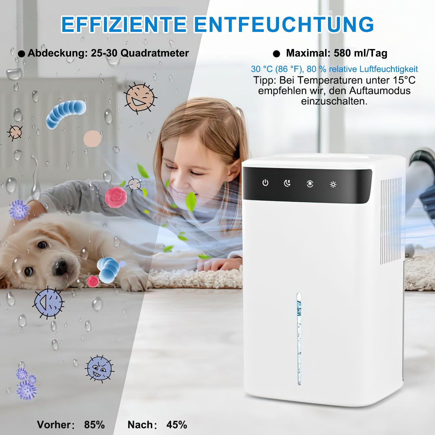 SURFOU Luftentfeuchter 2600ML Elektrisch Entfeuchter Dehumidifier günstig online kaufen