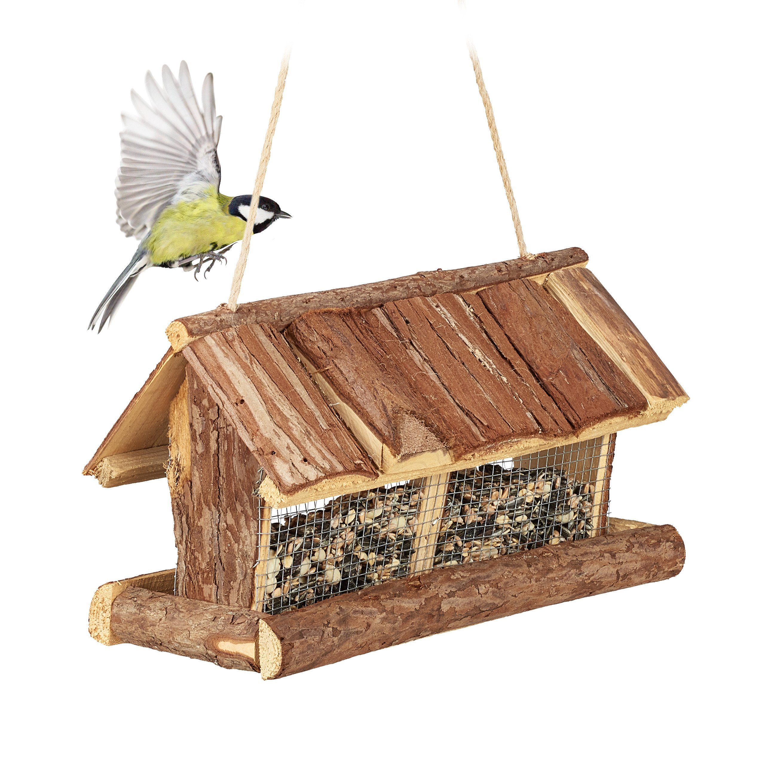 Vogelhaus Vogelfutterhaus mit Rinde
