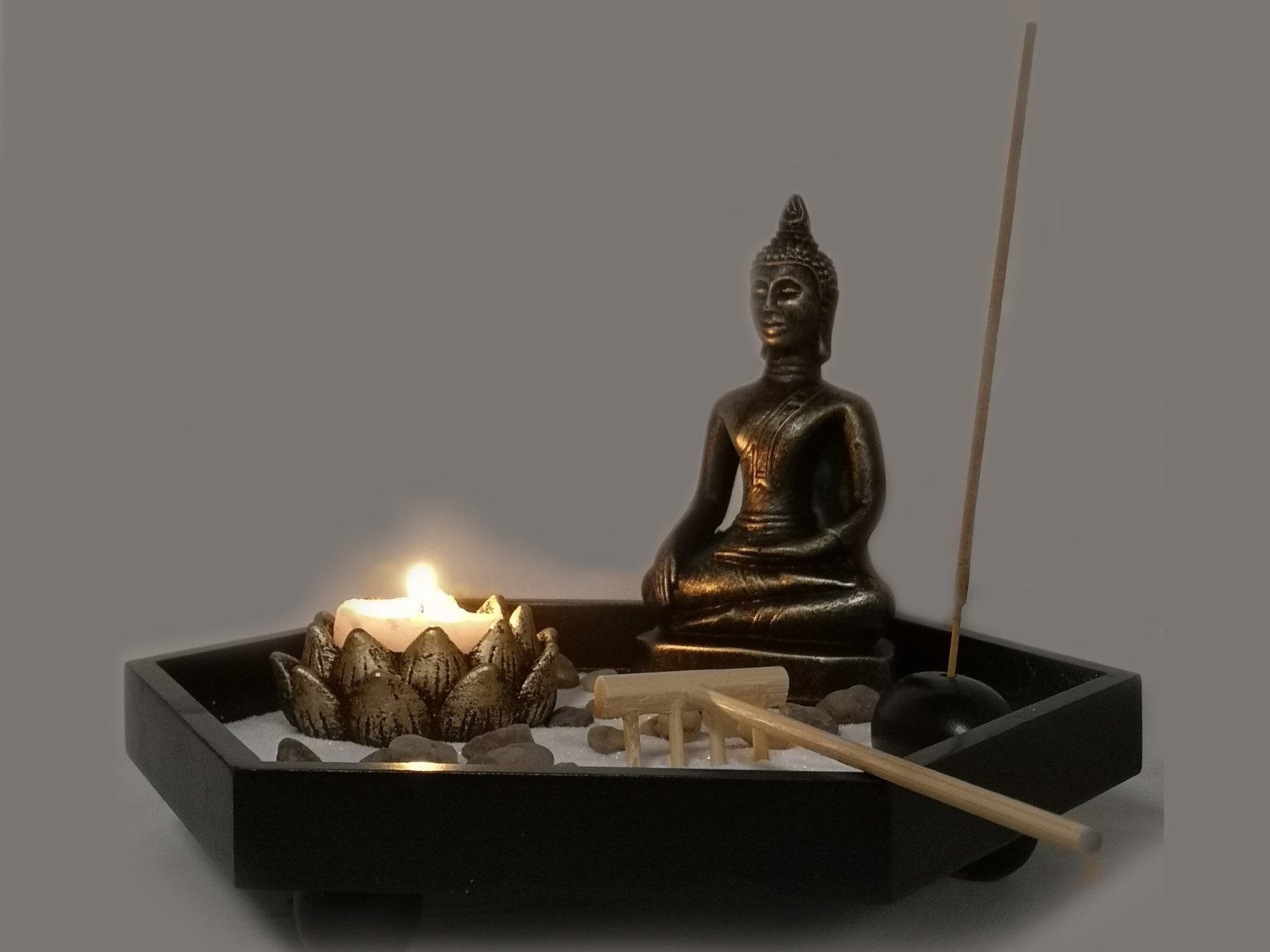 Yudu Dekofigur Zen-Garten mit Buddhafigur Rauchstab Dekostein Nr:HY-365 günstig online kaufen