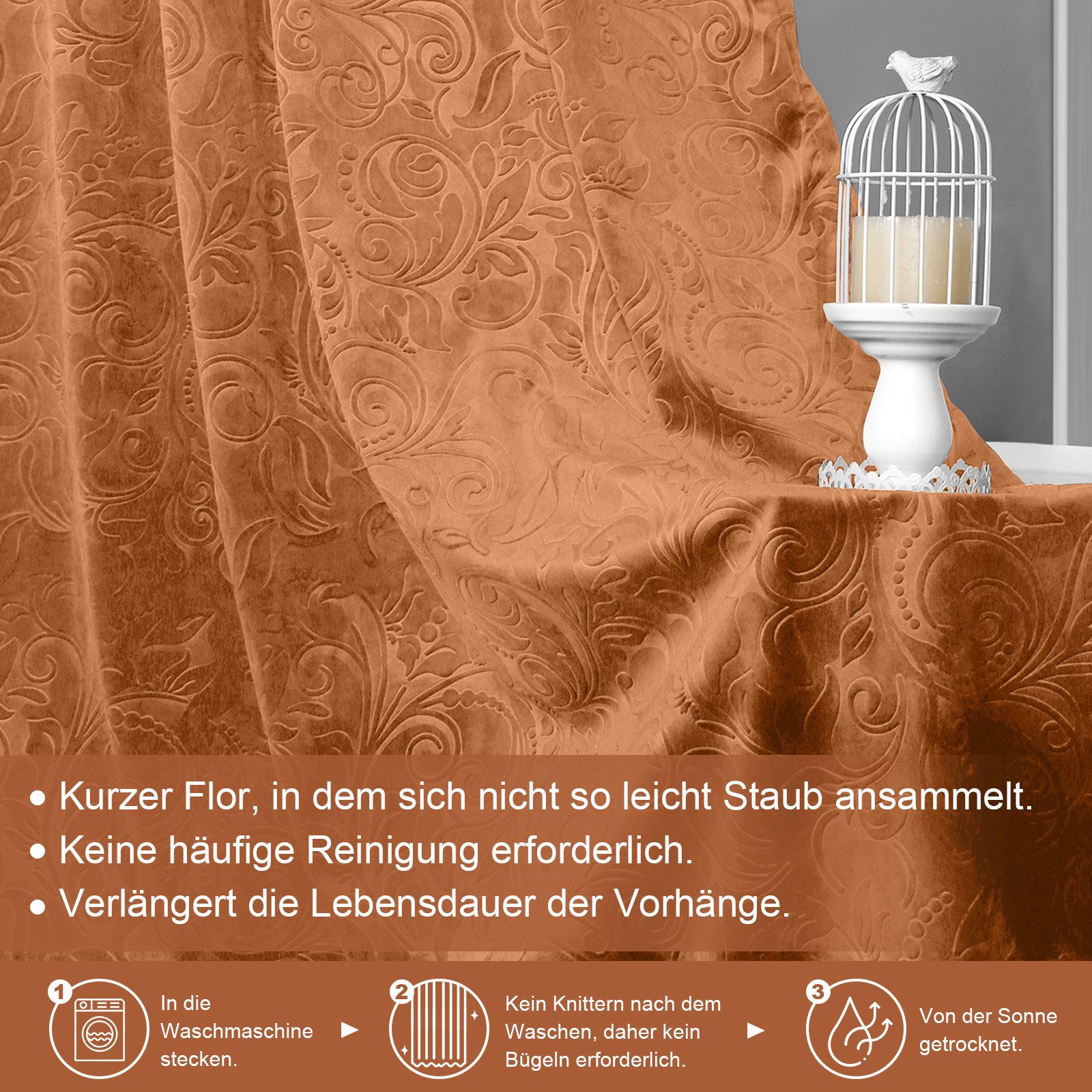 Jibenhome Verdunkelungsvorhang Samt Gardine 2er-Set, Blickdicht günstig online kaufen