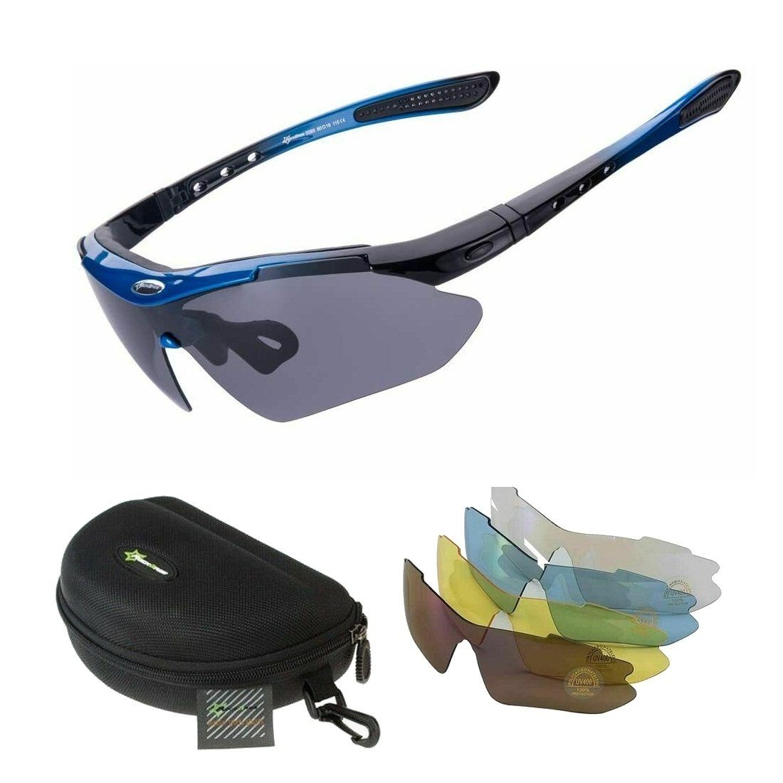 ROCKBROS Fahrradbrille »Fahrradbrille Polarisiert Sportbrille BLAU  Sonnenbrille Brille UV400 + ETUI + 4 Ersatzgläser« online kaufen | OTTO