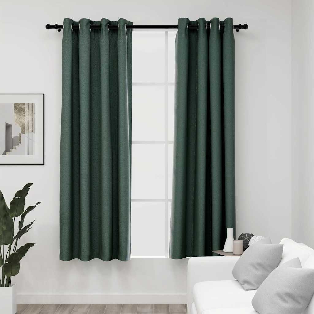 furnicato Vorhang Verdunkelungsvorhänge Leinenoptik 140 x 175 cm Gelb, Gardine