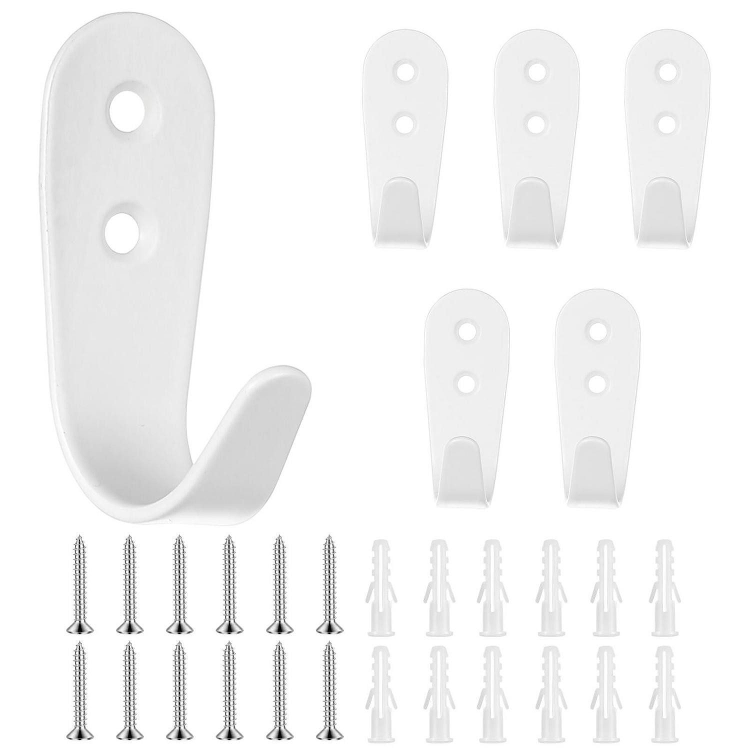 LuxusKollektion Kleiderhaken 6x Kleiderhaken Wandhaken Weiß, (6-St)