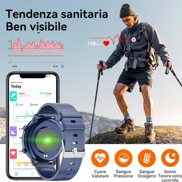 Mingtawn für Herren Damen mit Telefonfunktion Touchscreen IP67 Wasserdichter Smartwatch (1.40 Zoll, Android / iOS), mit Pulsmesser Schlafmonitor Schrittzähler über 100 Sportmodi