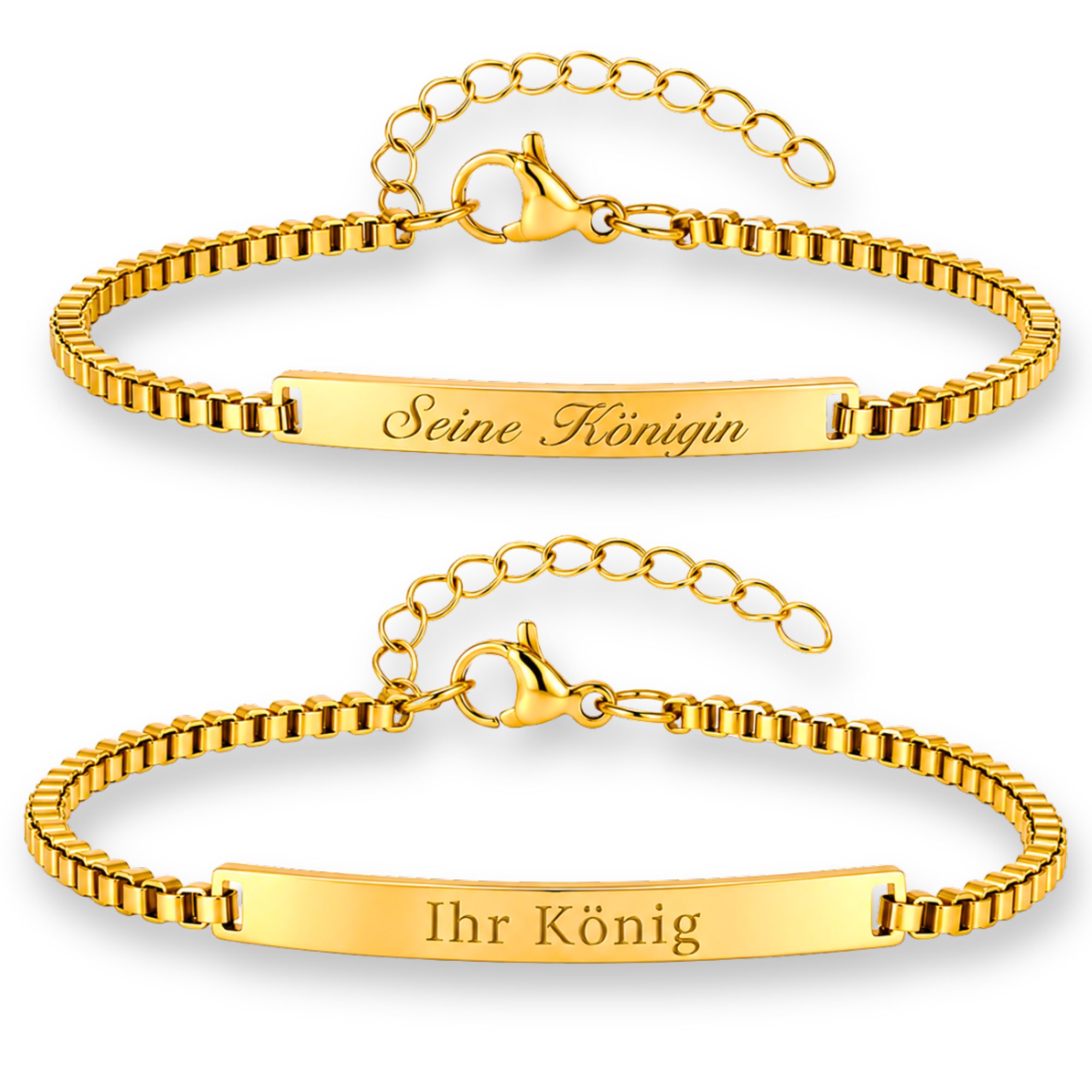 BS Schmuckdesign Armband mit Gravur Partnerarmband Set mit persönlicher Gravur für Paare Edelstahl (2-tlg., personalisiert), Größenverstellbar