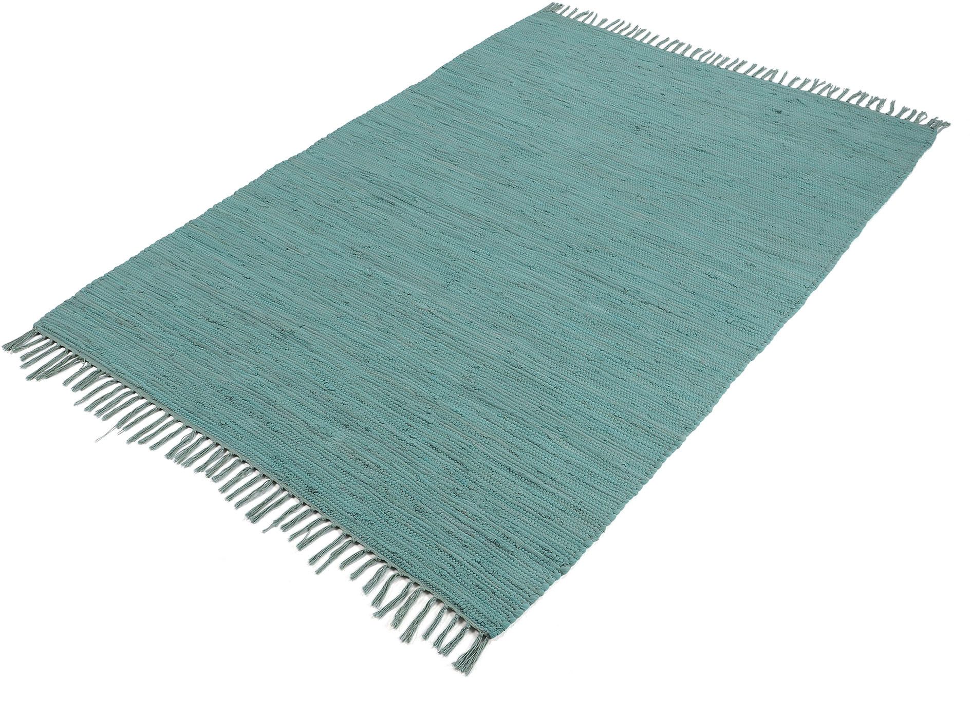 carpetfine Teppich Kelim Chindi uni, auch als Läufer, rechteckig, Höhe: 5 mm, Wendeteppich, reine Baumwolle, handgewebt, Uni-Farben, mit Fransen