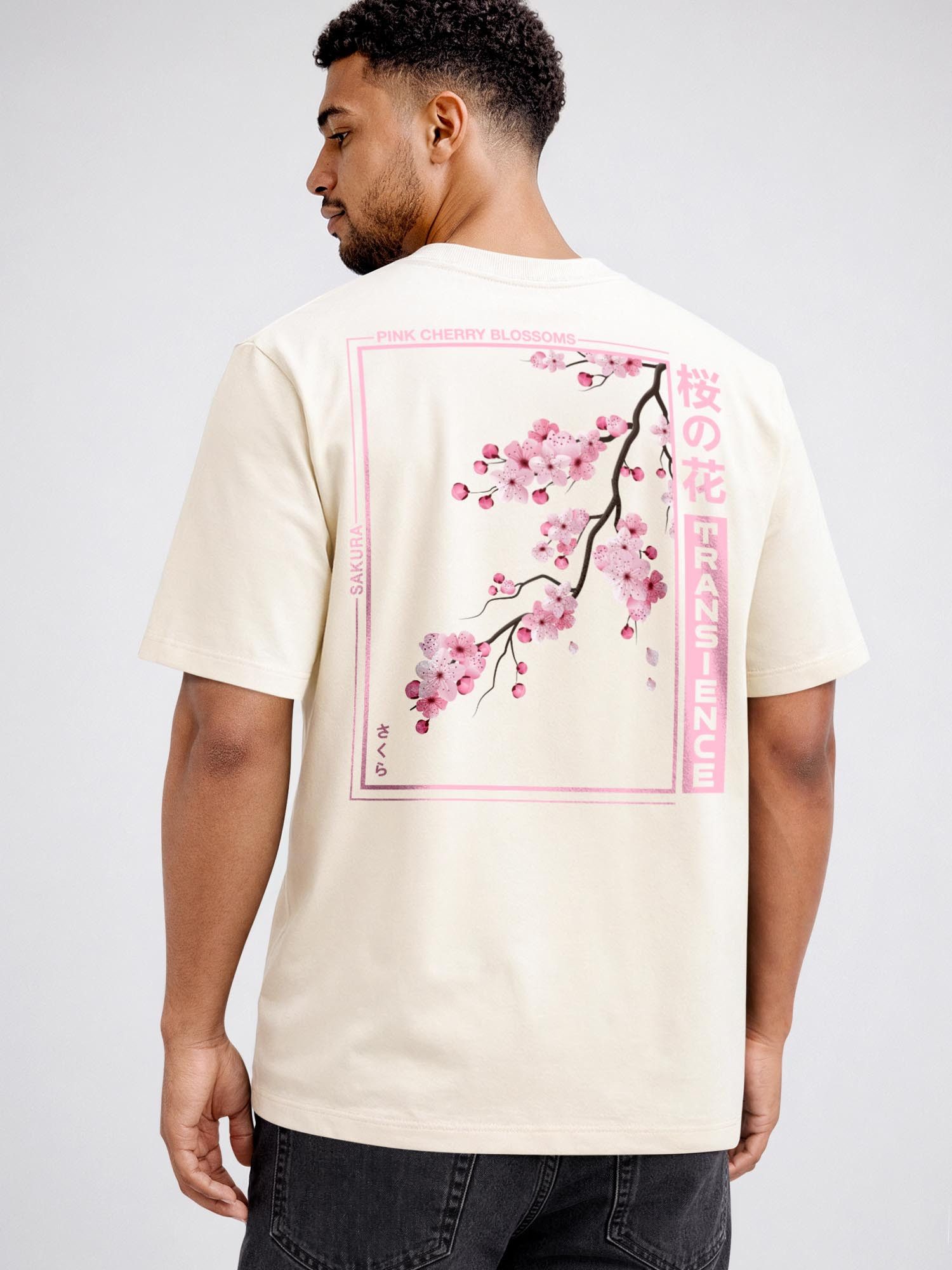 Neverless Oversize-Shirt Herren T-Shirt - Kirschblüten - Oversized Relaxed Fit Printshirt mit Print