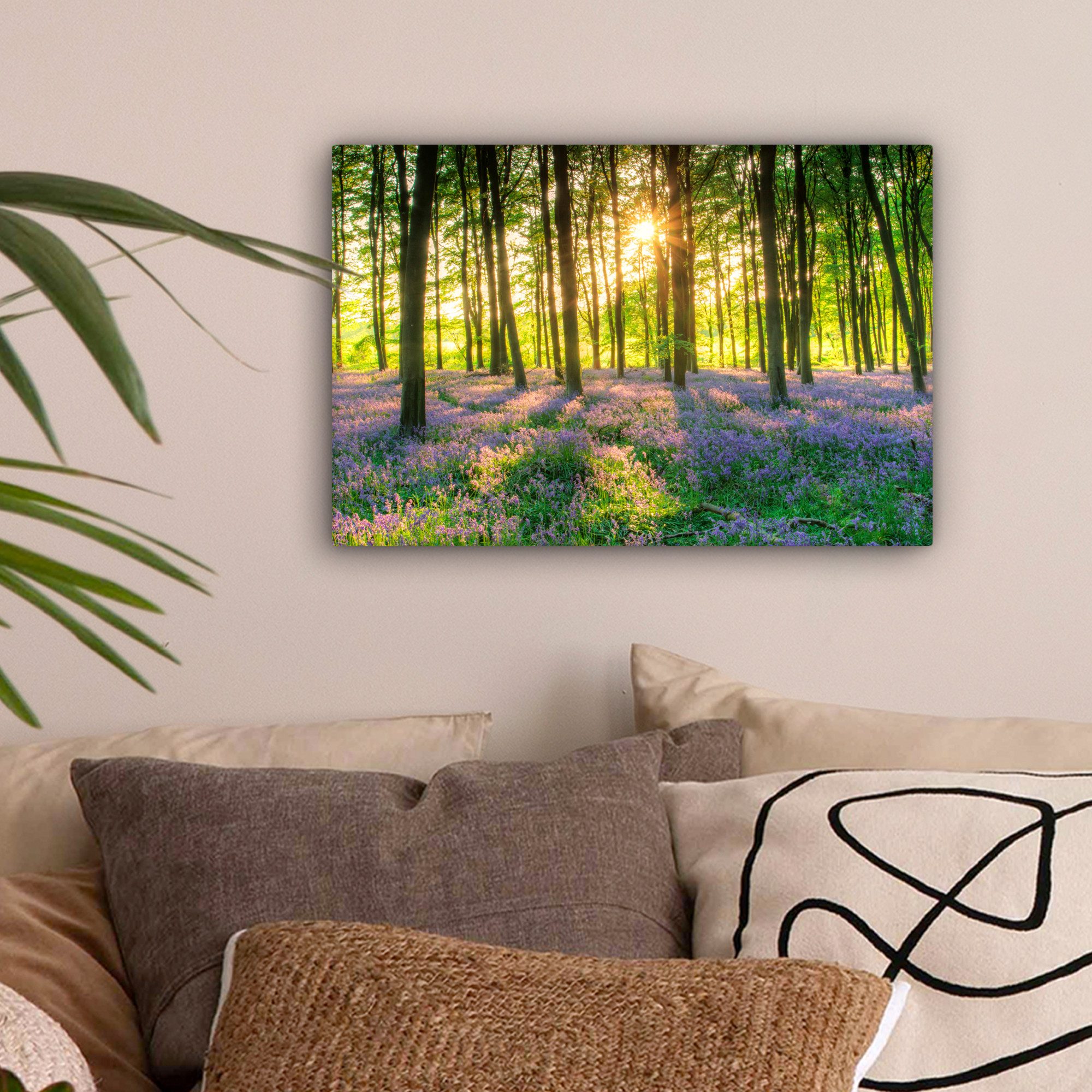 OneMillionCanvasses® Leinwandbild Frühling - Wald - Sonne, Fotodruck (1 St), Leinwand Bilder Klein, Wand Dekoration Aesthetic 30x20 cm