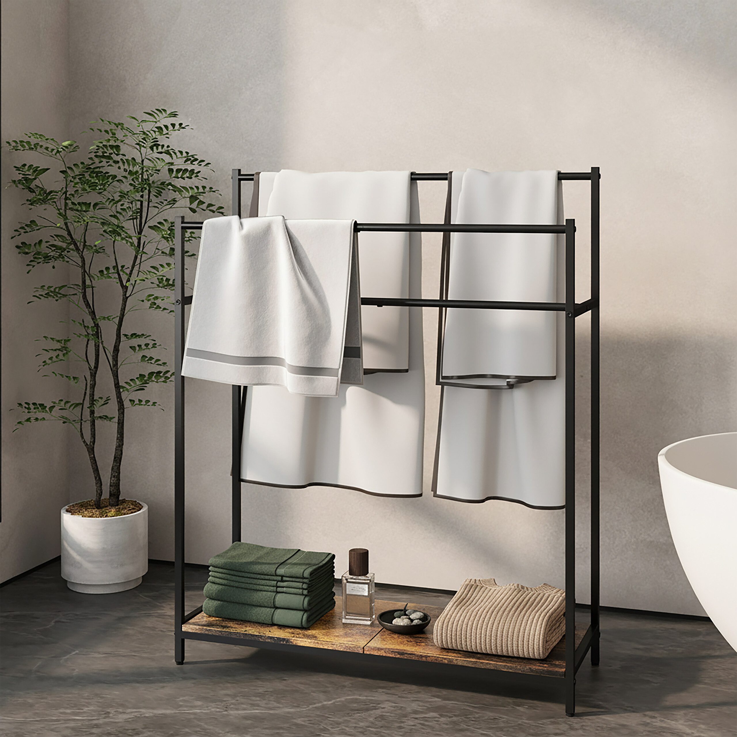 relaxdays Handtuchständer Industrial Handtuchständer mit Ablage günstig online kaufen