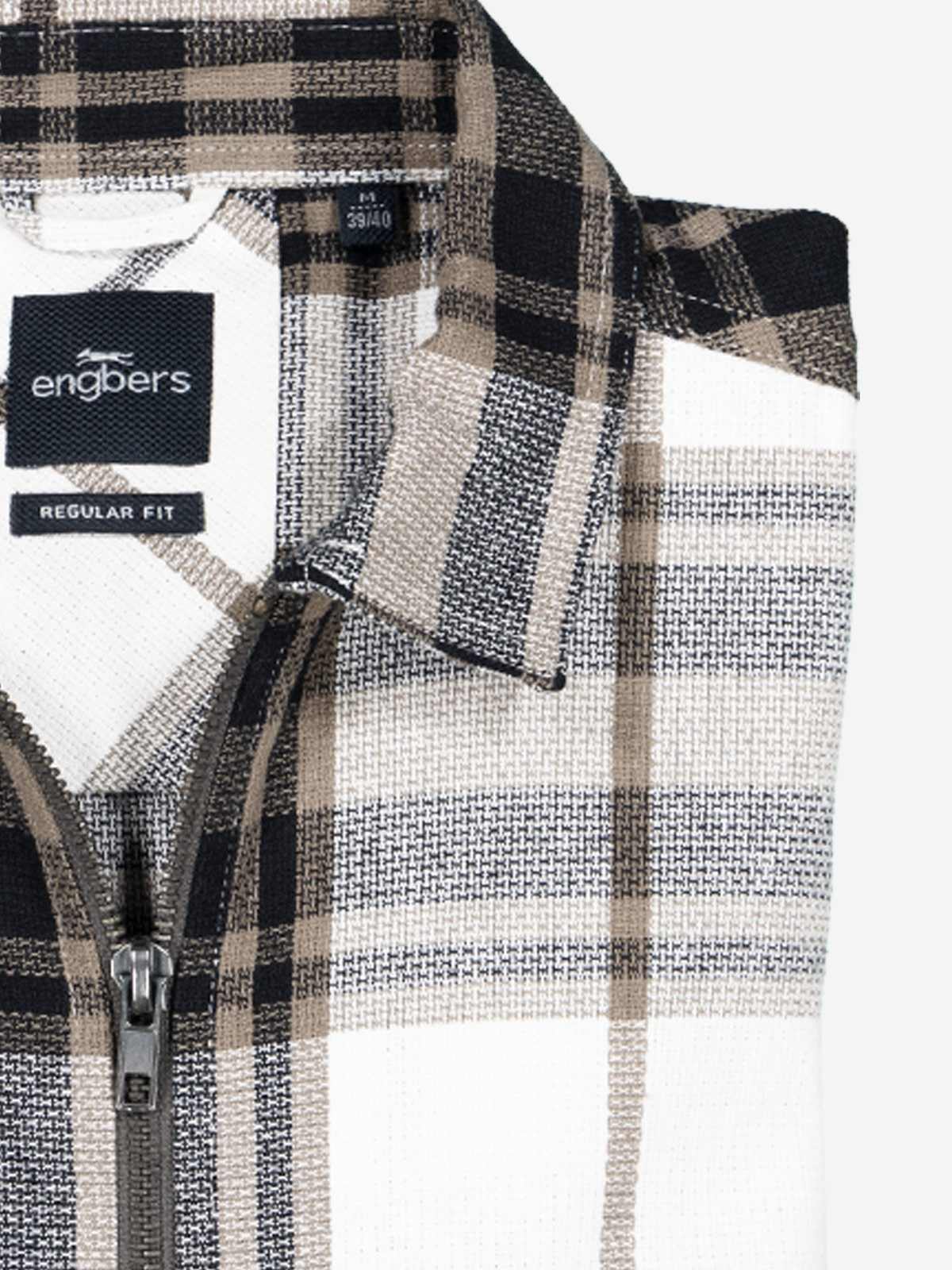 Engbers Langarmhemd Herren Overshirt kariert, Braunbeige