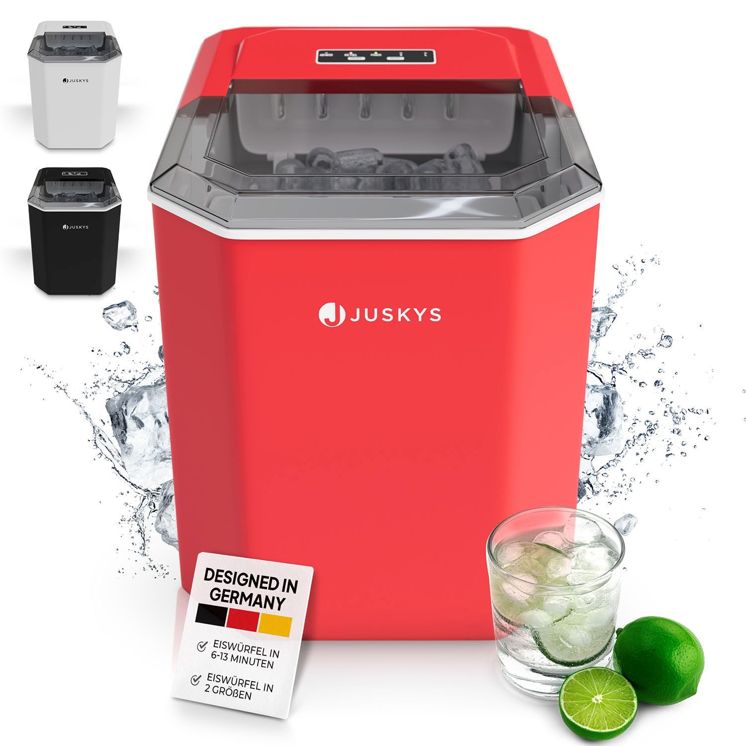 Juskys Eiswürfelmaschine IceOracle, 2 Größen, bis zu 12 kg pro Tag; mit Selbstreinigungsfunktion