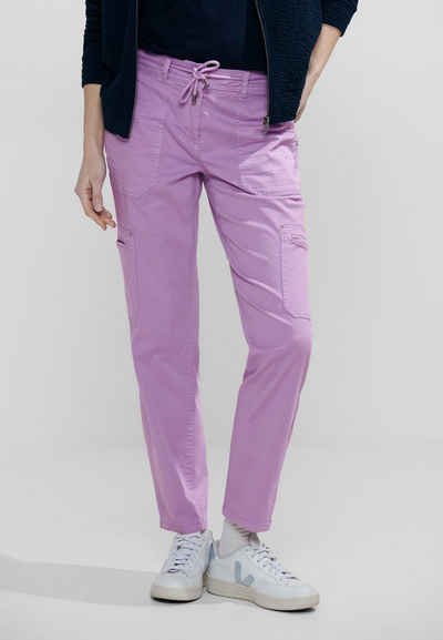 Cecil Cargohose Cecil Casual Fit Cargohose in Sporty Lilac (1-tlg) Tunnelzugbändchen