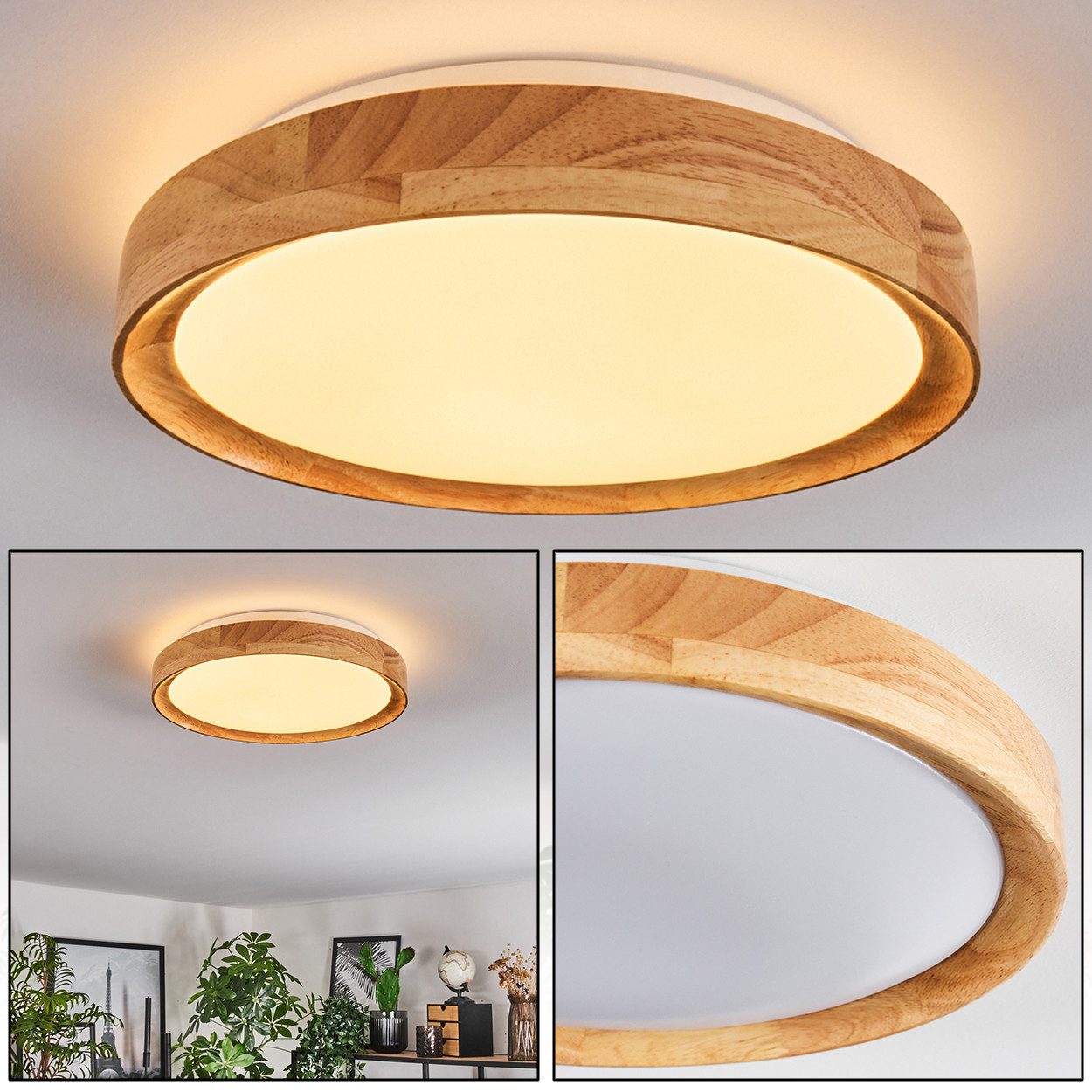 hofstein Deckenleuchte moderne Deckenlampe aus Metall/Bambus/Kunststoff in günstig online kaufen