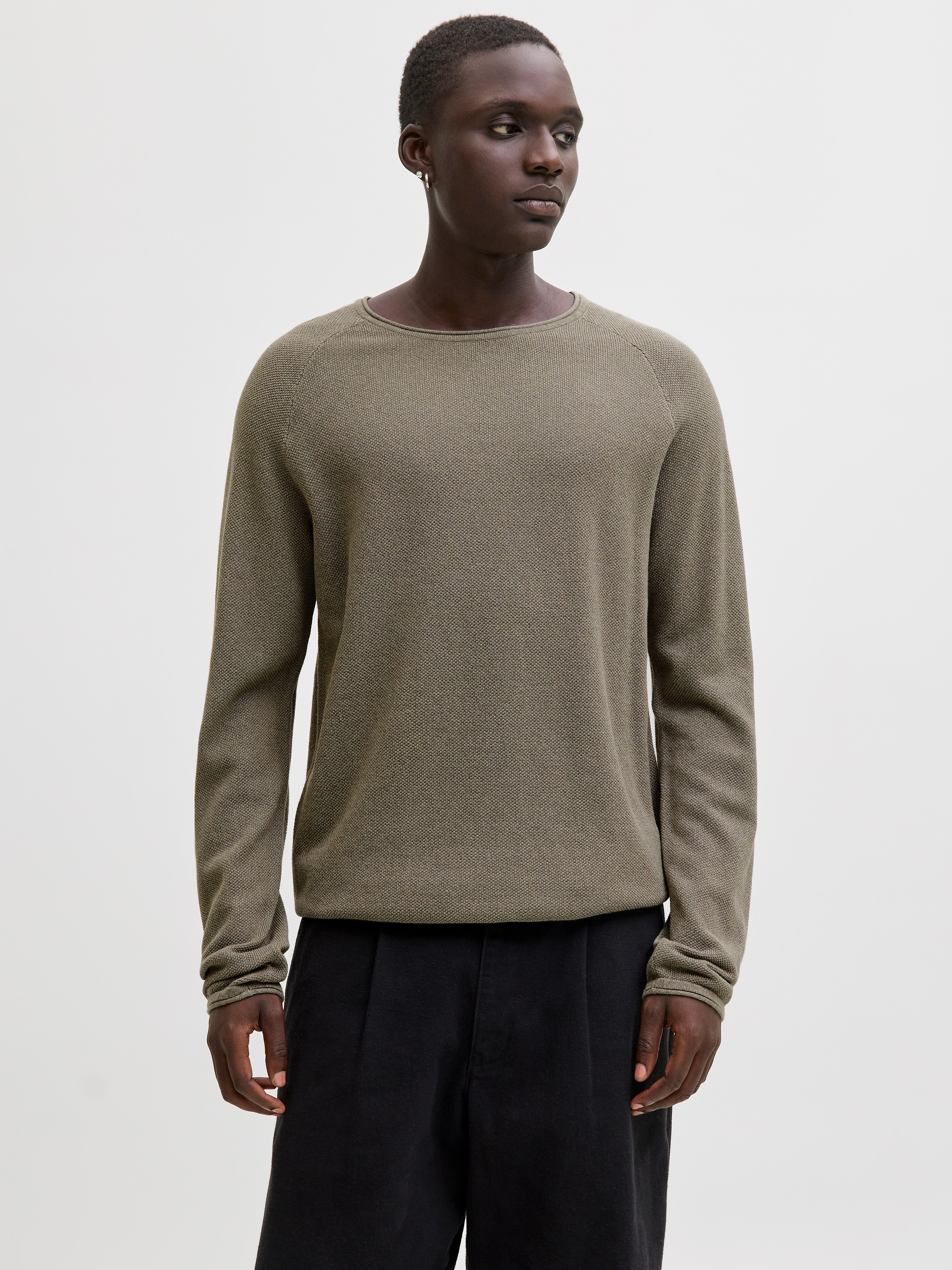 Jack & Jones Rundhalspullover JJEHILL KNIT CREW NECK NOOS Baumwolle, regular fit