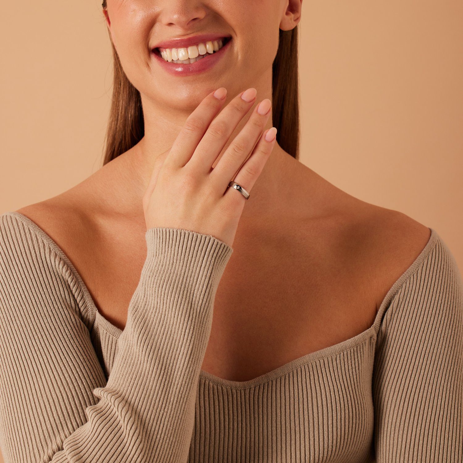 LUCARDI Partnerring Freundschaftsring - Stahl - Silber - Zirkonia - Damen – Bild 3 von 3