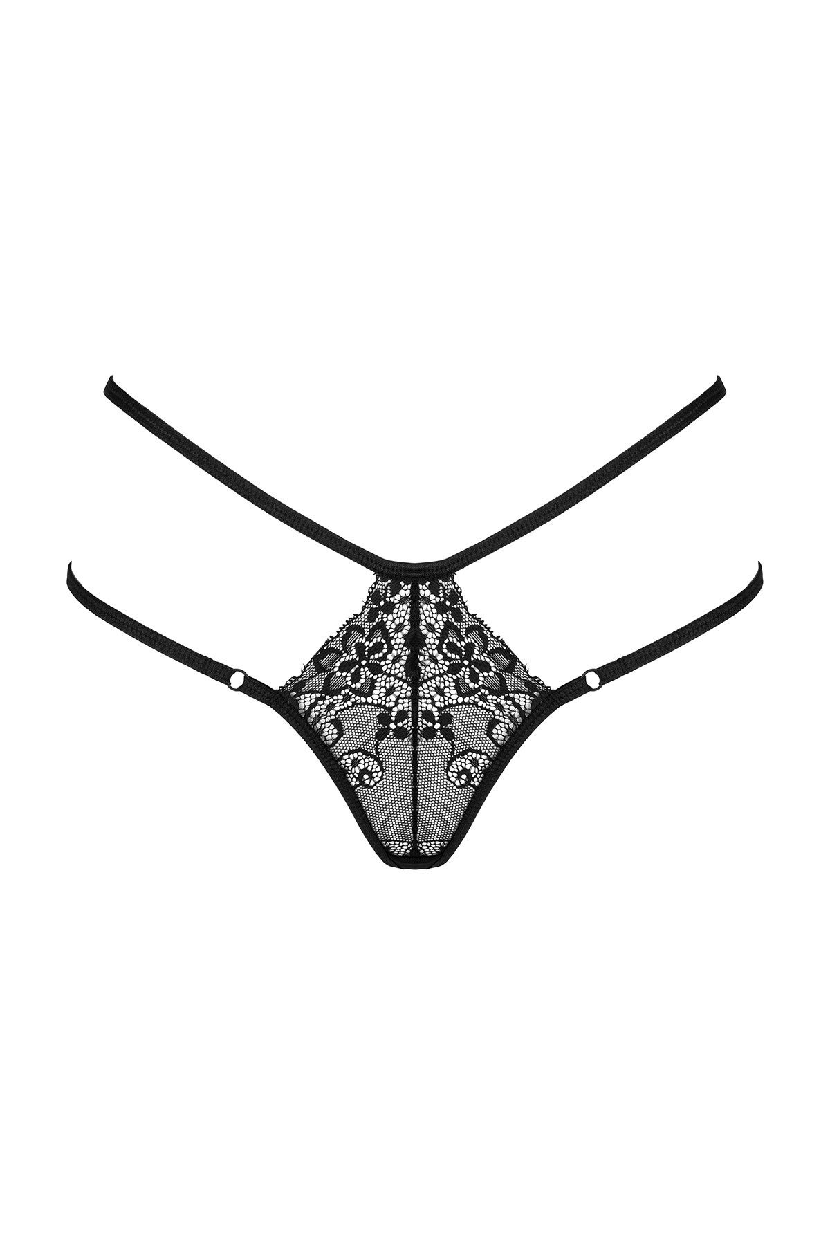 SpaLeXLine String String Sinon schwarz mit Spitze Blumenmuster elastisch Tanga (einzel, 1-St)
