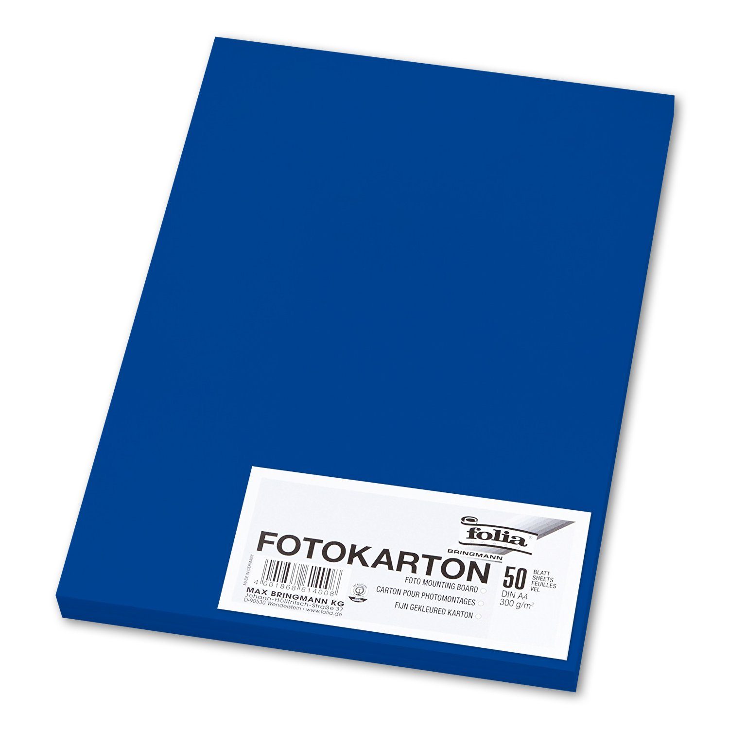 Folia Bastelkartonpapier folia Fotokarton, DIN A4, 300 g/qm, ultramarin 50 Blatt