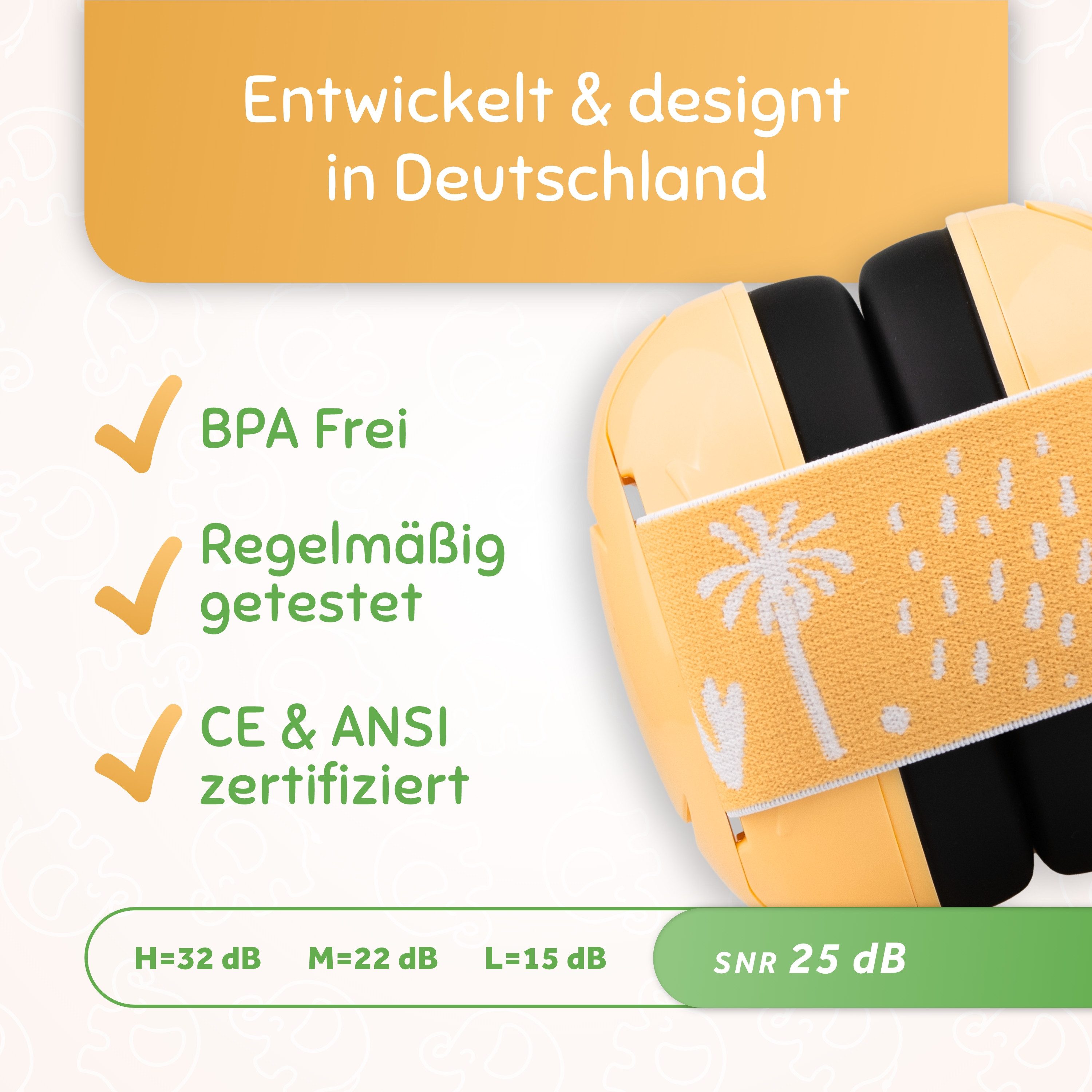 Schallwerk Kapselgehörschutz Mini+ Ohrenschützer für Kleinkinder - Gehörschutz Baby, (Kopfhörer Babys & Kleinkinder, Ohrenschutz für Babys mit verstellbaren Band), bis zu 52cm Kopfumfang