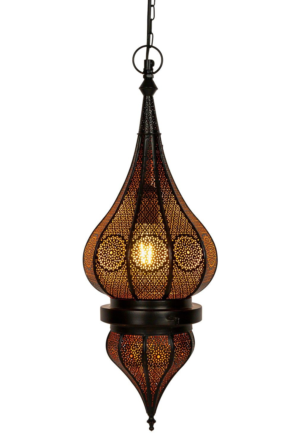 Marrakesch Orient & Mediterran Interior Pendelleuchte Orientalische Deko Lampe Hängeleuchte Pendelleuchte Fayna Schwarz 55cm, ohne Leuchtmittel, Handarbeit
