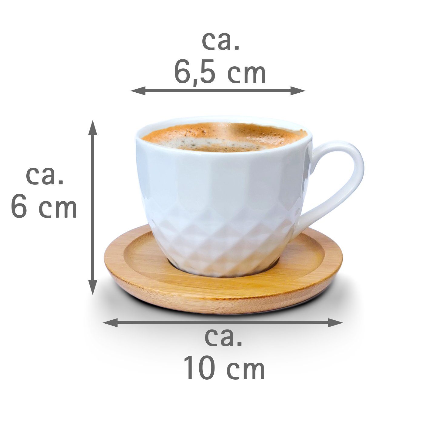Melody Tasse Espressotassen, mit Kaffeeservice Untertassen Tassen Porzellan Mod3 6er-Set, 12-Teilig, Set mit Untertassen Porzellan, Teeservice