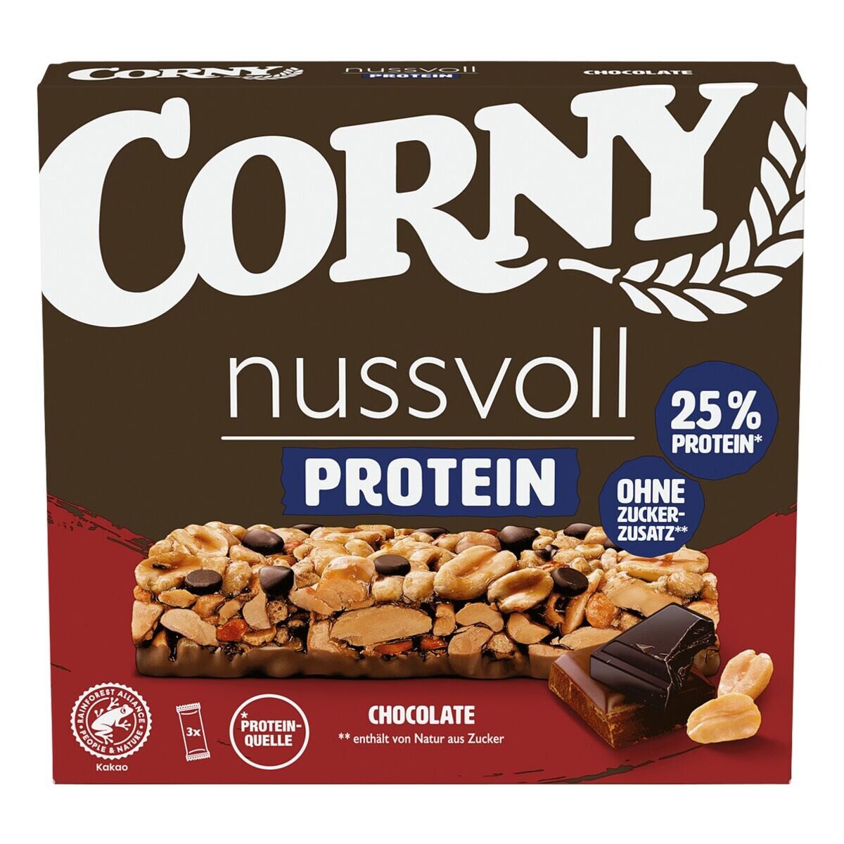 CORNY Riegel nussvoll Protein Chocolate, 3 Haferriegel