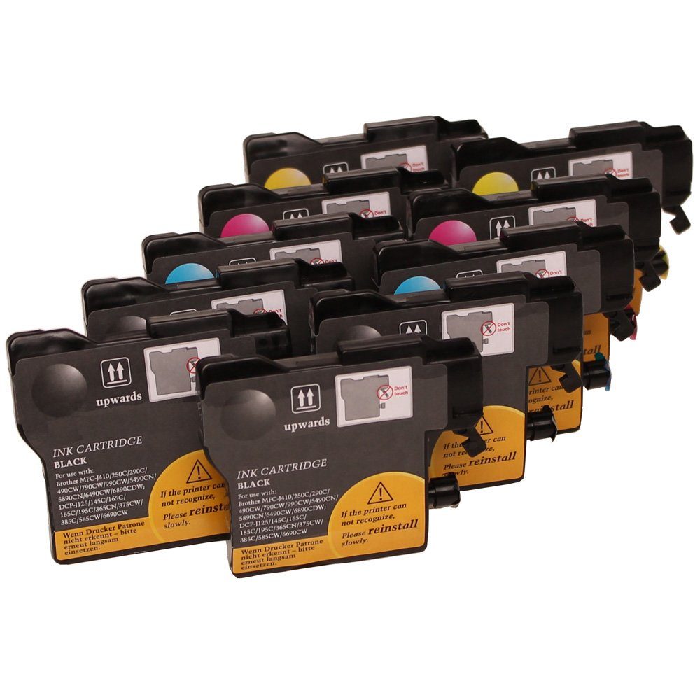 ABC Tintenpatrone (Kompatibles Set 10x Druckerpatrone für Brother LC-985 LC-985BK, #NAME)