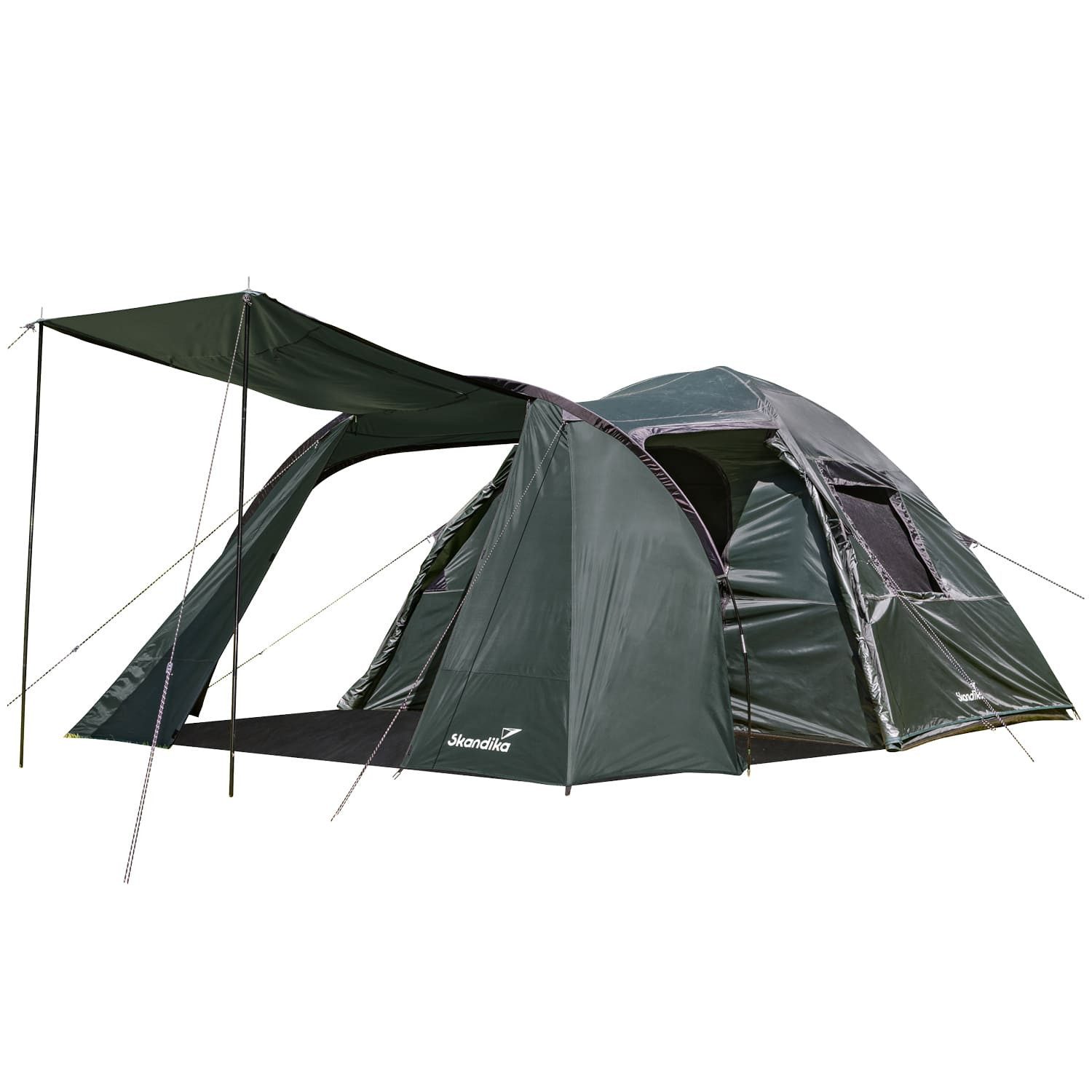 Skandika Kuppelzelt Campingzelt, Familienzelt, Västervik 5, 1 Kabine, 3 Eingänge, Personen: 5, mit Vorraum, Kabine mit fest eingenähtem Zeltboden, 195 cm Stehhöhe