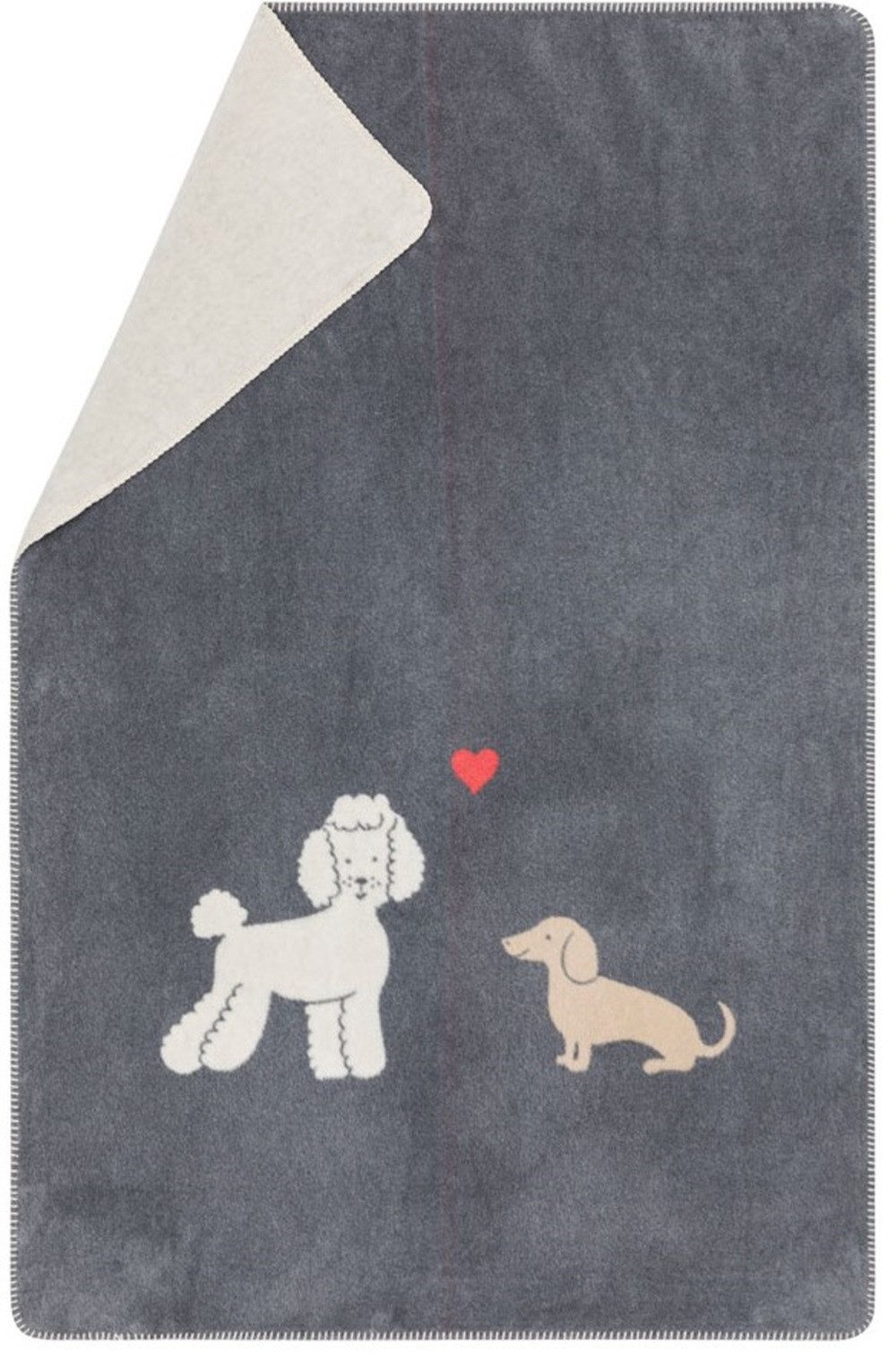 Kinderdecke Mila 'Dackel & Pudel' 100 x 150 cm Grau, DAVID FUSSENEGGER