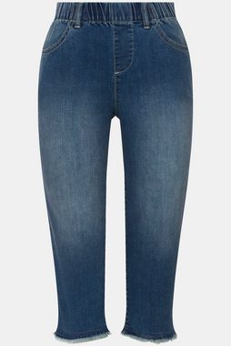 Laurasøn Regular-fit-Jeans Caprijeans Jeggings Fransensaum Elastikbund