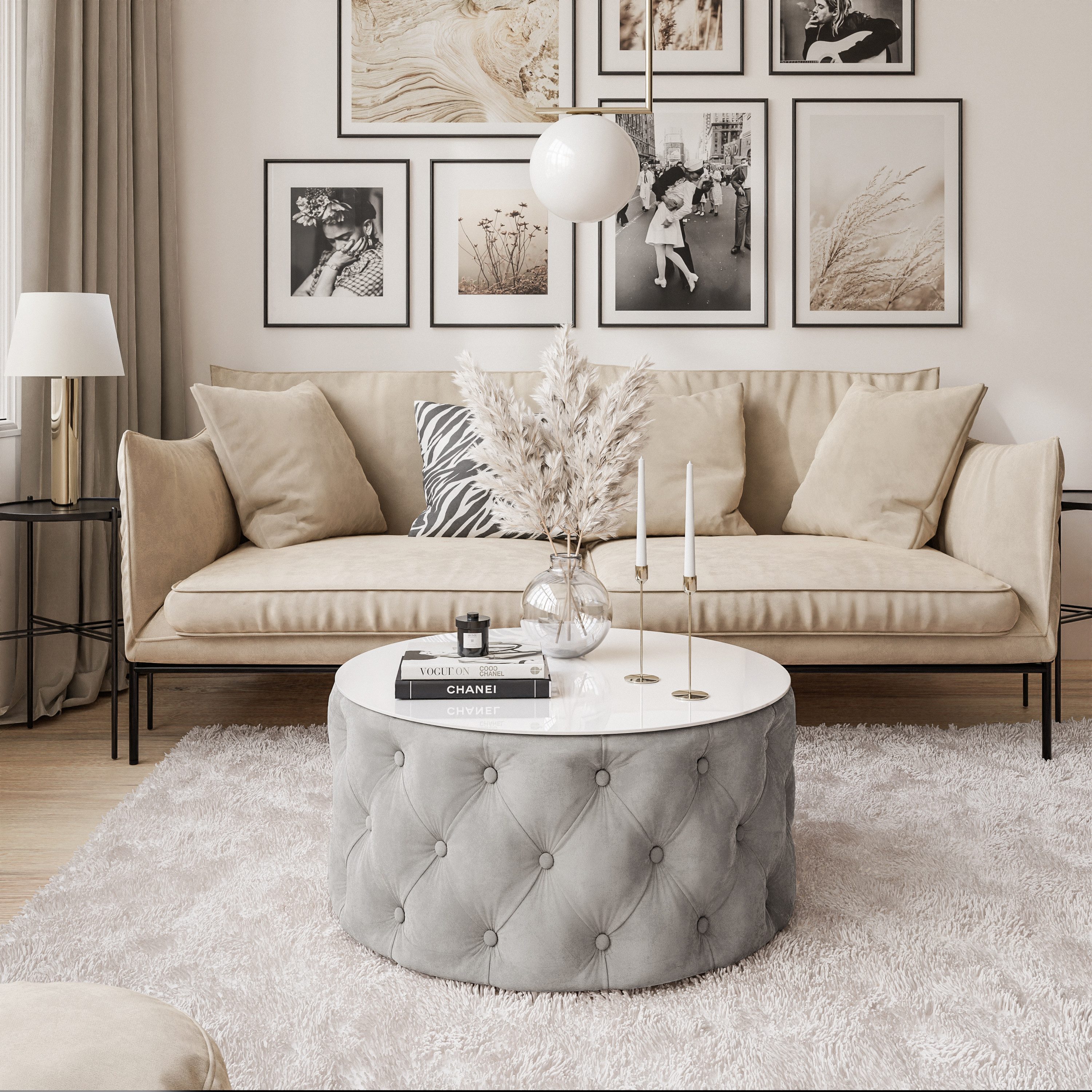 Lookway Couchtisch CHESTERFIELD 70 cm runder gepolsterter couchtisch günstig online kaufen