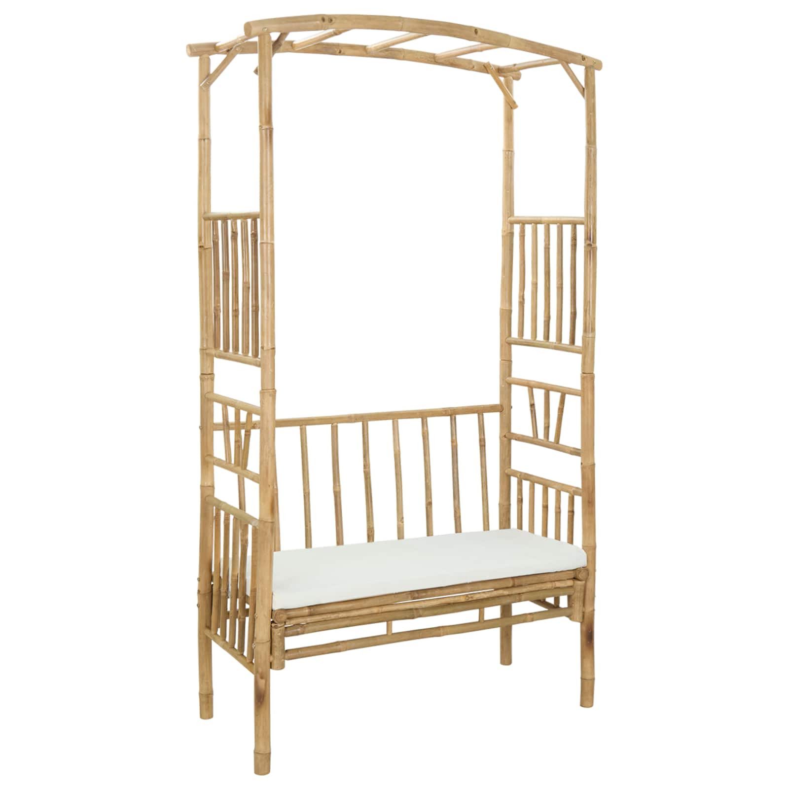 vidaXL Pergola Gartenbogen mit Bank Natur 115 x 50 x 205 cm Bambus, (1-tlg)