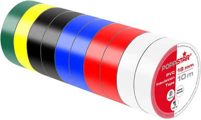 Poppstar Isolierband 10x 10m Universal Isolierband Klebeband Abdichtband (19mm breit, bunt)