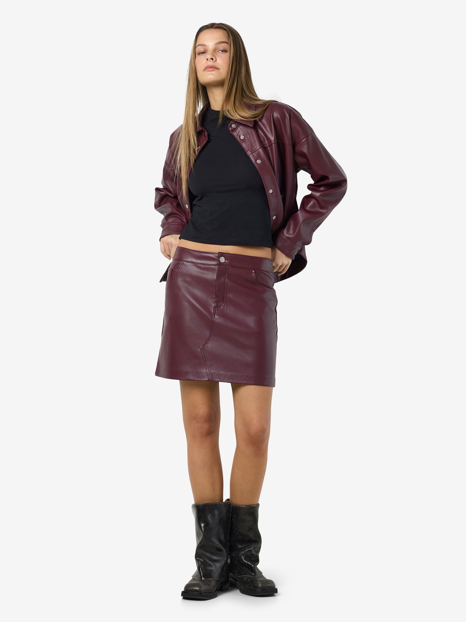 Noisy may Sommerrock Modischer Rock mit 5-Pocket-Design NMKATE NW PU SKIRT günstig online kaufen