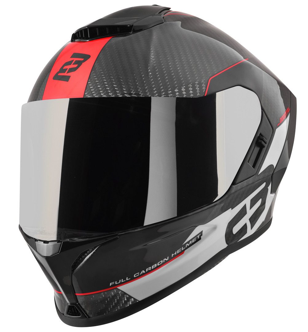 Bogotto Motorradhelm Phantom Combo Carbon Helm, vorbereitet für Kommunikationssystem,Notfallsystem-Polsterung (EQ