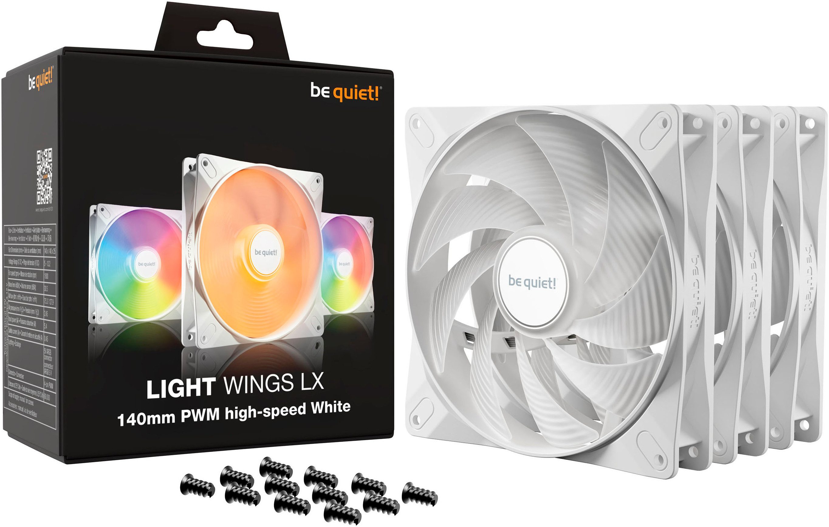 be quiet! Gehäuselüfter LIGHT WINGS LX 140mm PWM High Speed 3-Pack White – Bild 5 von 5