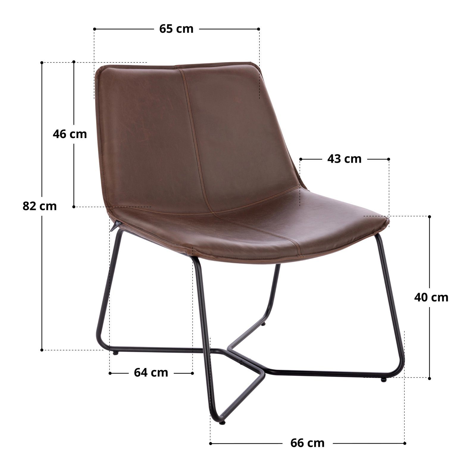 SVITA Loungesessel RON Clubsessel, Sitzfläche, Kunstleder, Braun (1-St), große Braun | Braun Braun Cocktailsessel, 