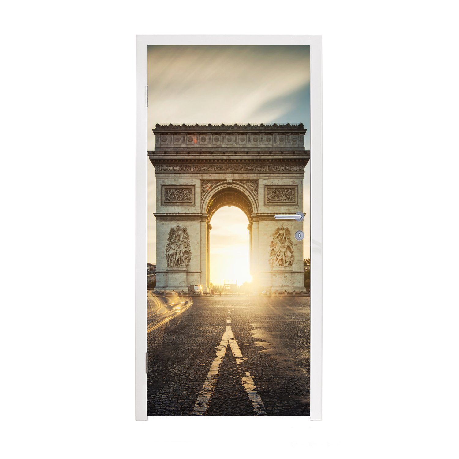 Fototapete cm Triomphe (1 Paris de Türtapete Matt, - bedruckt, Tür, Arc 75x205 St), Türaufkleber, für Sonne, MuchoWow -