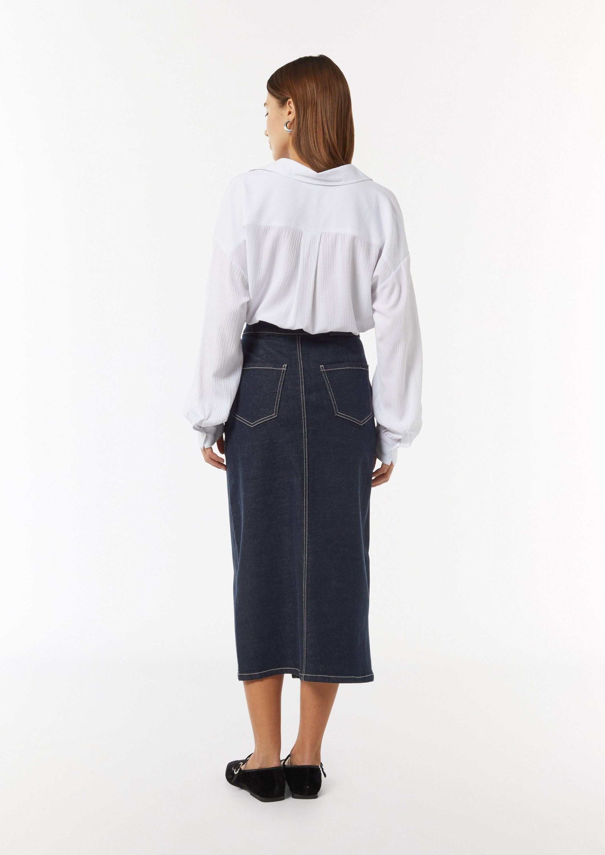 comma Langarmbluse Bluse Strukturierte Bluse mit Hemdkragen