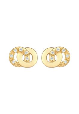 Elli DIAMONDS Paar Ohrstecker Stecker Infinity Diamanten (0.06 ct) 375 Gelbgold