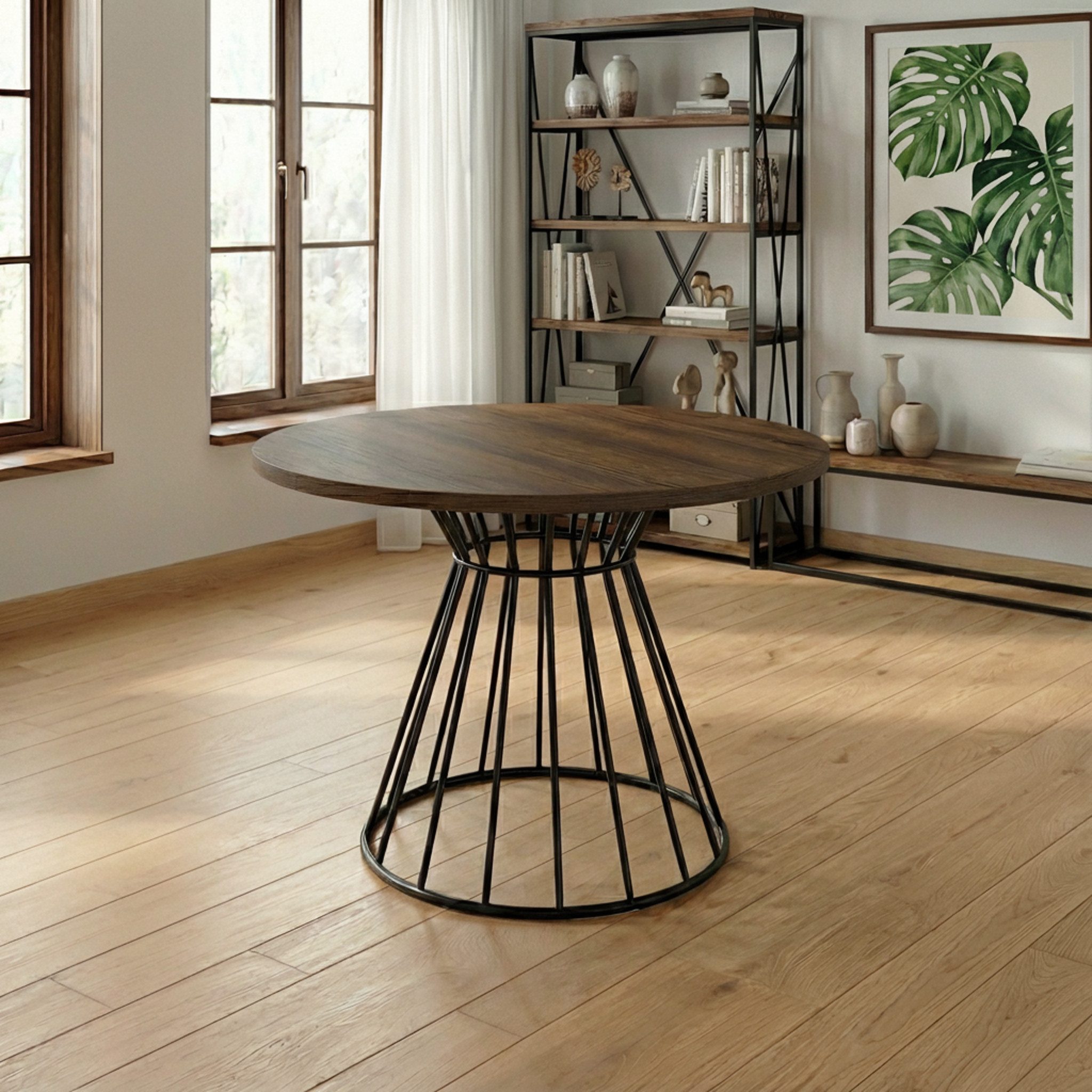 Björn&Schiller Esstisch Runder Küchentisch Durchmesser mit Metallbeinen (laminierte Tischplatte, 76 cm Höhe), Esszimmertisch für 2-4 Personen