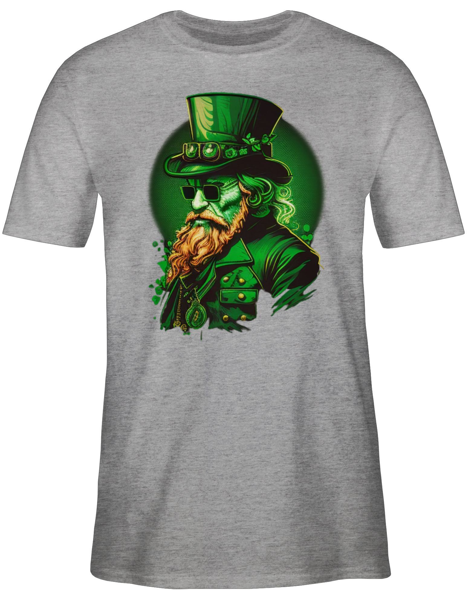 Shirtracer T-Shirt Kobold Shamrock Patricks Grau Irische meliert St. Day Irland 03