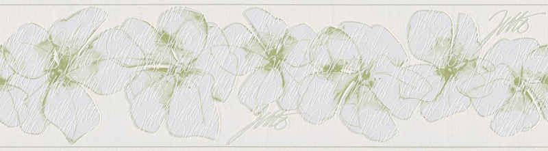 A.S. Création Vinyltapete, Blumen Tapete Grün Papiertapete 959912 Wandtapete Blumentapete