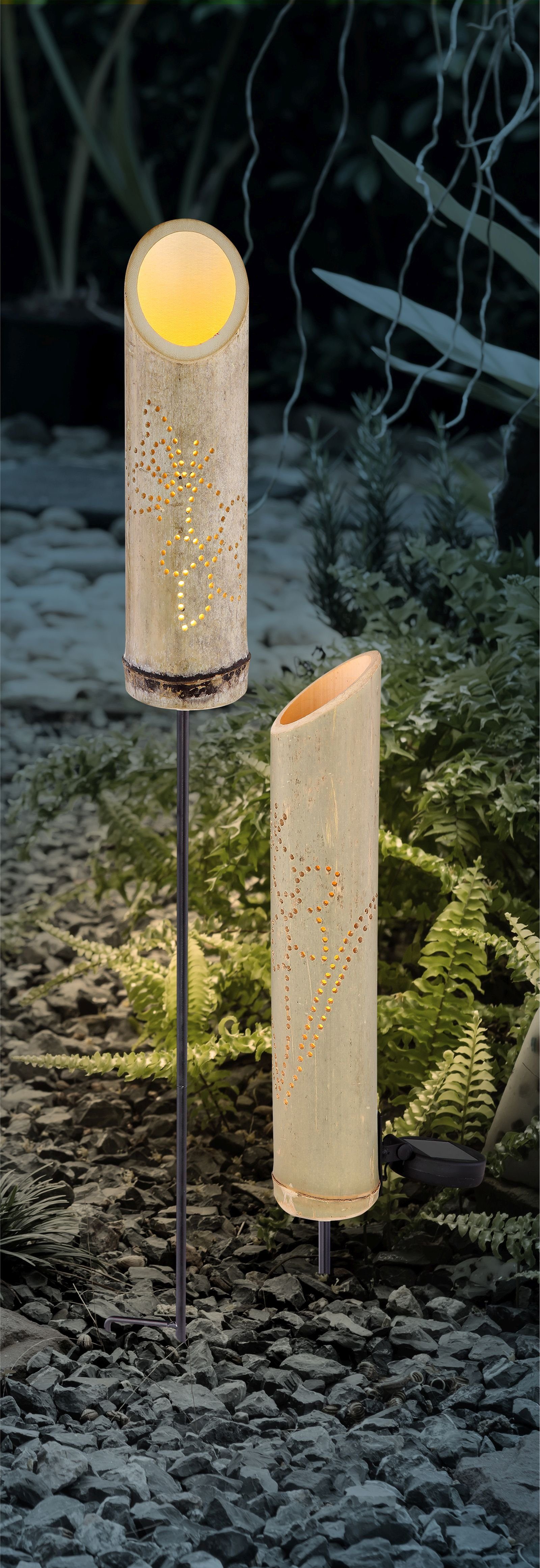 Globo LED Solarleuchte GLOBO Solarleuchte Bambusrohr Solarlampe Außen Leuchte Garten Grün