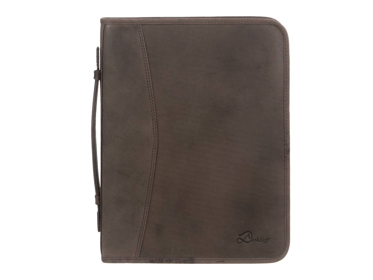 Dethloff Schreibmappe "Zulu" Leder A4 Konferenzmappe 28x36x5cm, Tagungsmappe, Ringbuchmappe, Reißverschluss, Griff, dunkelbraun