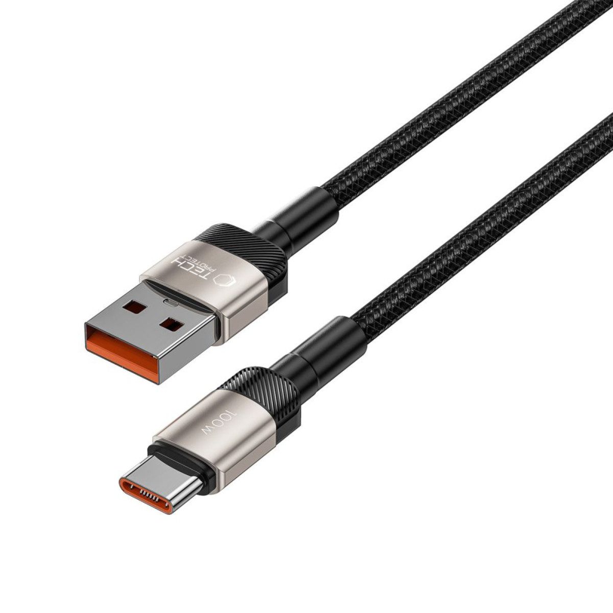 TECH PROTECT UltraBoost Evo USB-Kabel, USB-A, USB-C, (200 cm), 100 W Schnellladung mit robustem Nylongeflecht