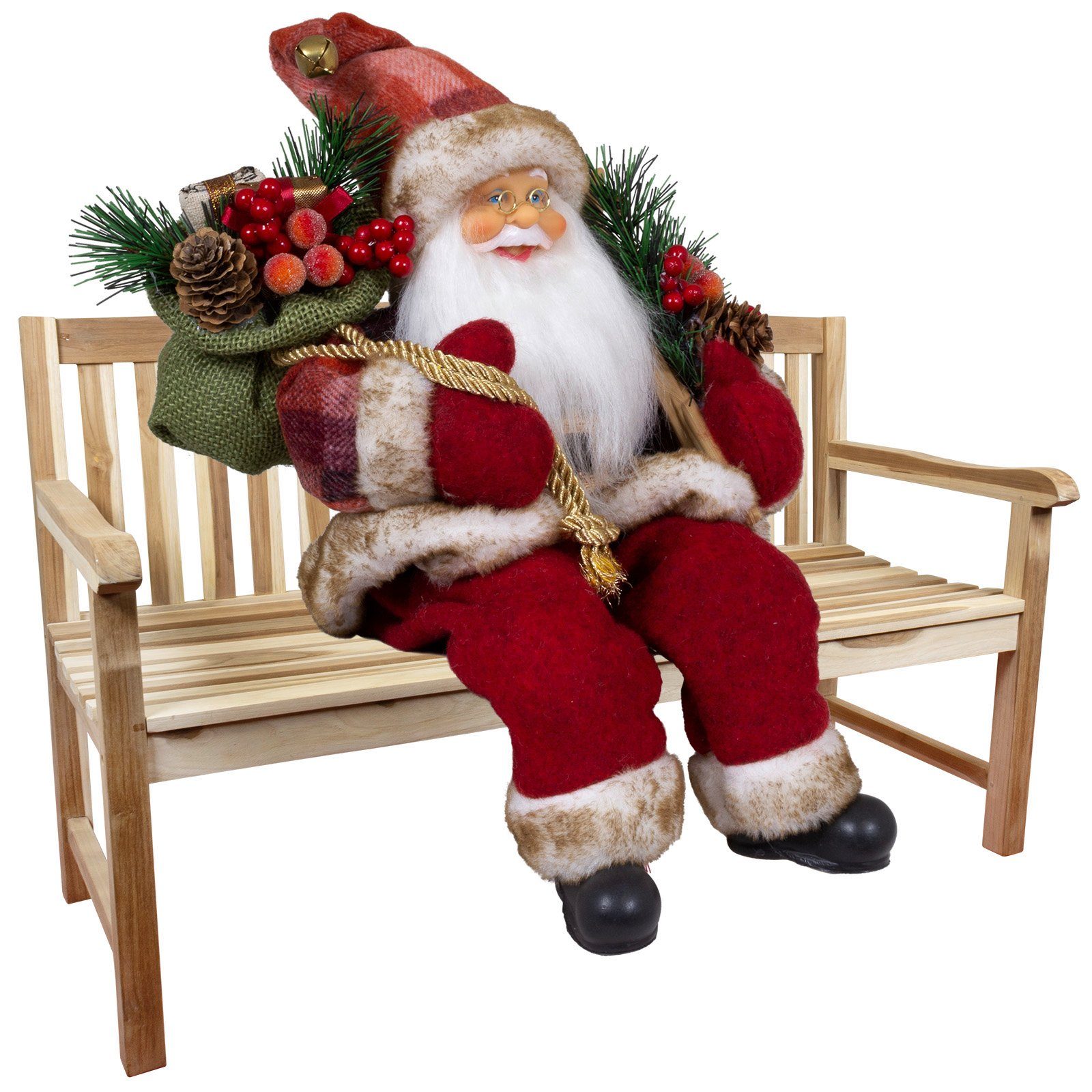 Christmas Paradise Weihnachtsmann Jacob 45cm / 30cm, sitzend (Dekofigur rot, 1 St., Weihnachtsdeko), Kantenhocker zum Hinsetzen