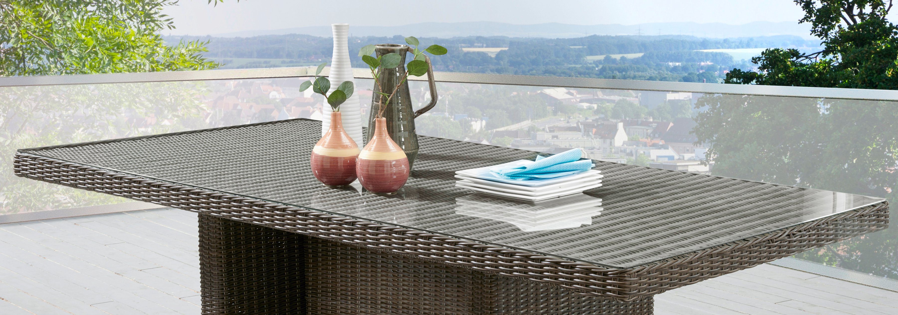 Destiny Gartentisch LUNA, (165x75x90cm), Aluminium, Polyrattan günstig online kaufen