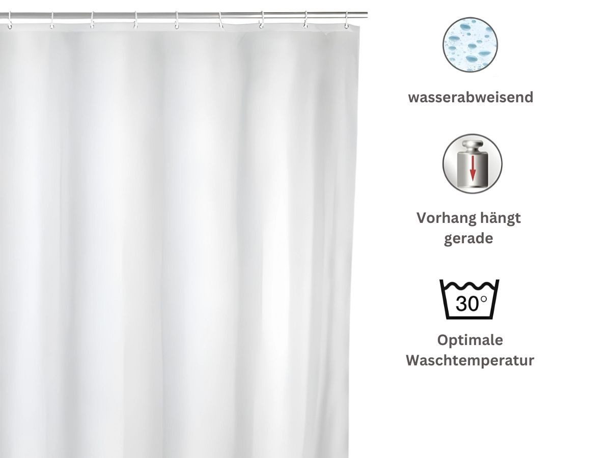 LikeKa Duschvorhang aus Stoff 180x180 cm incl.Ringe waschbar Badvorhang Badewannenvorhang